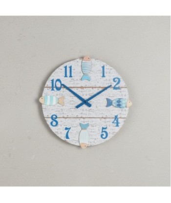 Reloj de Pared Decorativo Estilo Marinero para Hogar, Diseño de Peces, Ideal para Salón, Cocina, Oficina, 42cm
