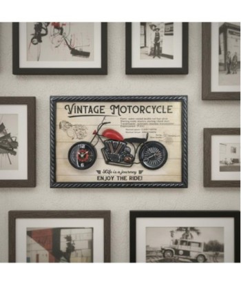 Reloj de Pared Vintage Moto Decorativo, Diseño Retro para Hogar, Oficina y Taller, Adorno Metálico Estilo Industrial