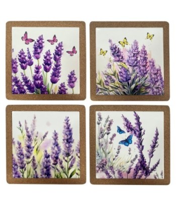 Salvamantel de Cerámica Lavanda Set 4 Piezas Antideslizante Resistente al Calor Ideal para Cocina y Comedor