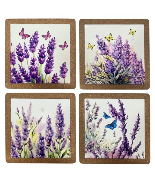 Salvamantel de Cerámica Lavanda Set 4 Piezas Antideslizante Resistente al Calor Ideal para Cocina y Comedor