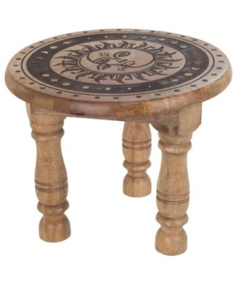 Taburete Decorativo Sol y Luna - Diseño Étnico Moderno - Perfecto para Salas, Dormitorios y Espacios de Relajación