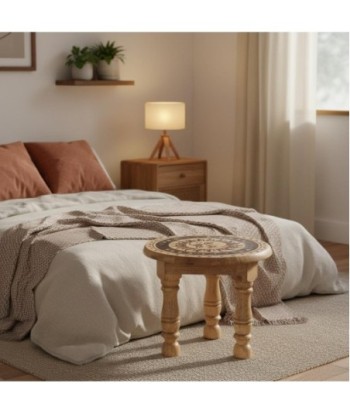 Taburete Decorativo Sol y Luna - Diseño Étnico Moderno - Perfecto para Salas, Dormitorios y Espacios de Relajación