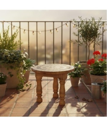 Taburete Decorativo Sol y Luna - Diseño Étnico Moderno - Perfecto para Salas, Dormitorios y Espacios de Relajación