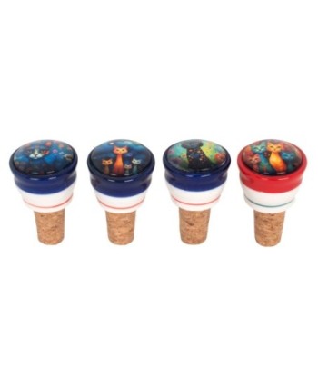 Tapón para Vino en Forma de Gato, Original y Divertido, Ideal para Regalos, Accesorio de Cocina, Cerámica, Multicolor