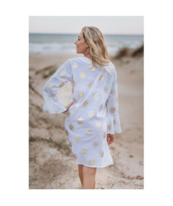 Kurta Beige para Mujer - Estilo Ibiza, Moda Casual, 100% Algodón, Manga ¾, Perfecto para Ocasiones Especiales