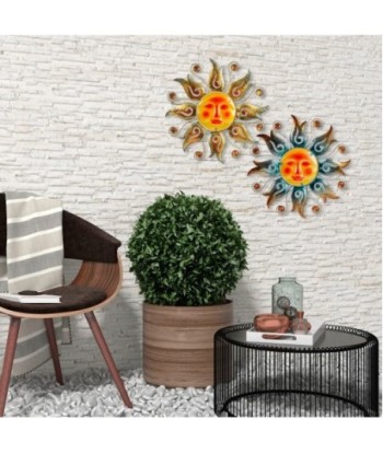 Soles Decorativos de Metal y Cristal para Jardín - Adornos Coloridos