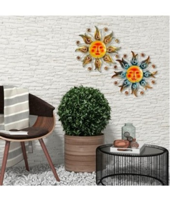Soles Decorativos de Metal y Cristal para Jardín - Adornos Coloridos