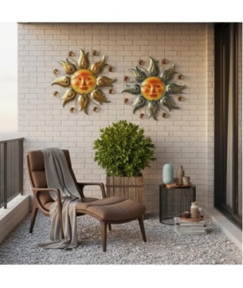 Soles Decorativos de Metal y Cristal para Jardín - Adornos Coloridos