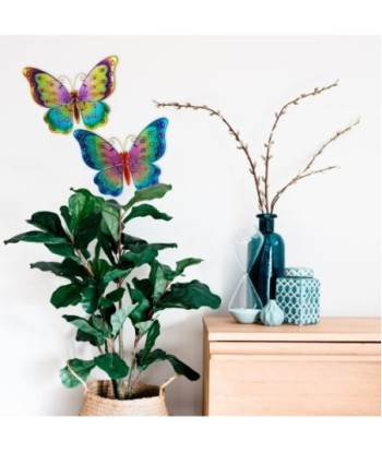 Mariposas Vidriera de Metal y Cristal - Decoración Colorida para Jardín