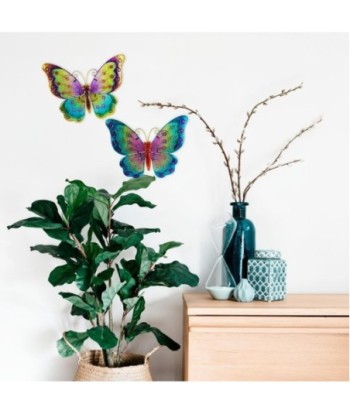 Mariposas Vidriera de Metal y Cristal - Decoración Colorida para Jardín