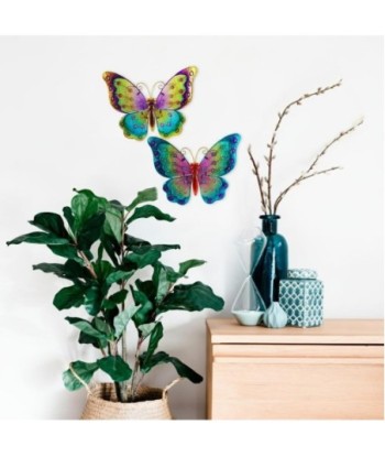 Mariposas Vidriera de Metal y Cristal - Decoración Colorida para Jardín
