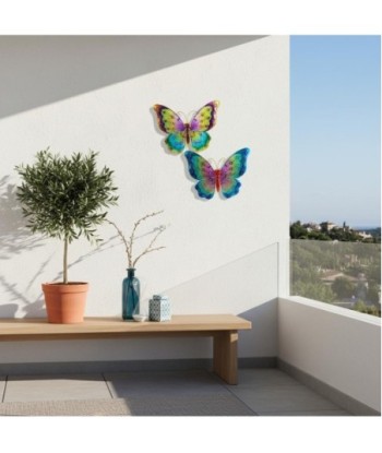 Mariposas Vidriera de Metal y Cristal - Decoración Colorida para Jardín