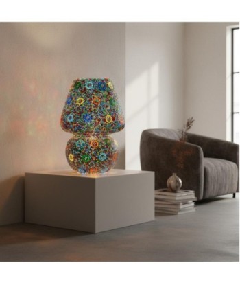 Lámpara Seta Jumbo Mosaico de Vidrio, Estilo Colorido para Salón o Dormitorio