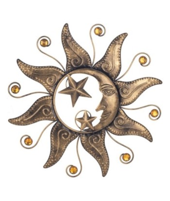 Aplique de Metal Sol y Luna con Estrellas para Decoración de Jardín