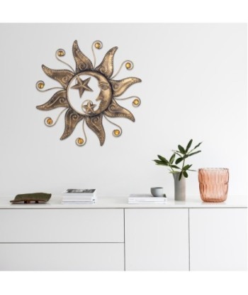 Aplique de Metal Sol y Luna con Estrellas para Decoración de Jardín