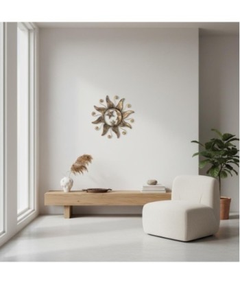Aplique de Metal Sol y Luna con Estrellas para Decoración de Jardín