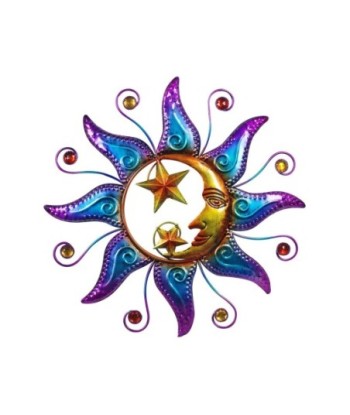 Adorno Pared Jardín Sol y Luna de Metal Multicolor - Apliques Decorativos