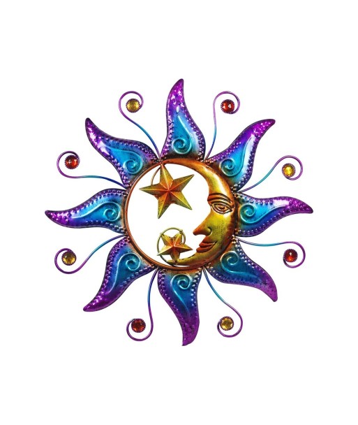 Adorno Pared Jardín Sol y Luna de Metal Multicolor - Apliques Decorativos