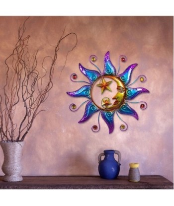 Adorno Pared Jardín Sol y Luna de Metal Multicolor - Apliques Decorativos