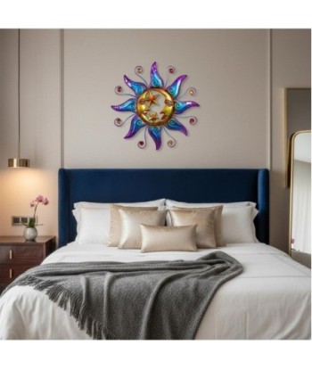 Adorno Pared Jardín Sol y Luna de Metal Multicolor - Apliques Decorativos