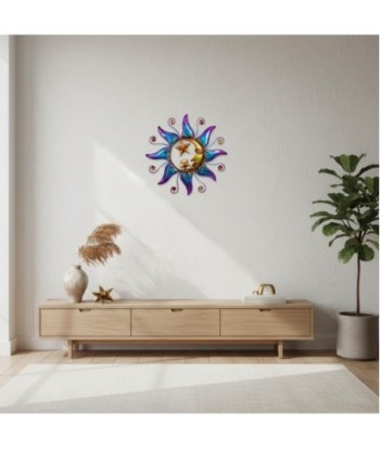 Adorno Pared Jardín Sol y Luna de Metal Multicolor - Apliques Decorativos