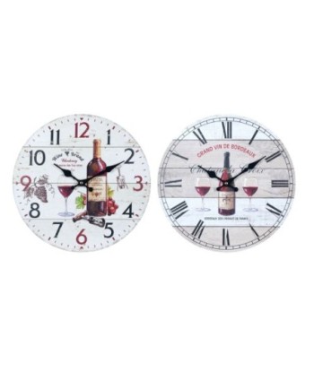 Reloj de pared redondo de MDF con diseño vinícola