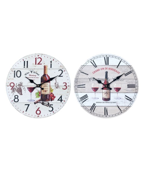 Reloj de pared redondo de MDF con diseño vinícola
