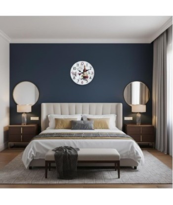 Reloj de pared redondo de MDF con diseño vinícola
