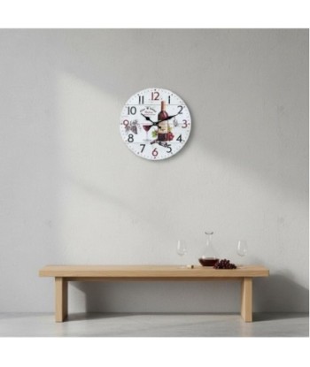 Reloj de pared redondo de MDF con diseño vinícola