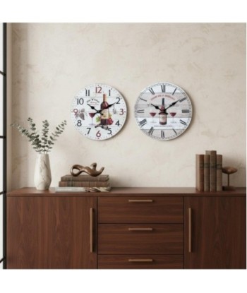 Reloj de pared redondo de MDF con diseño vinícola