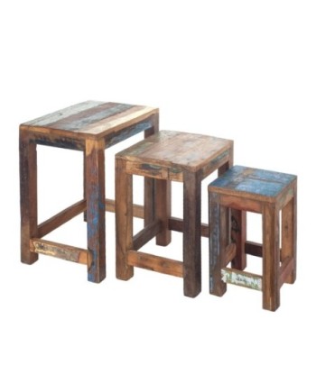 Mesa auxiliar de madera reciclada, estilo rústico, ideal para espacios pequeños