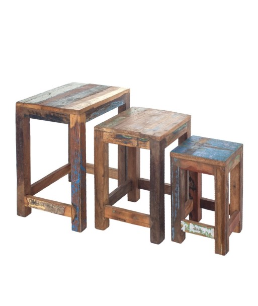 Mesa auxiliar de madera reciclada, estilo rústico, ideal para espacios pequeños
