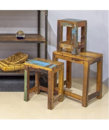 Mesa auxiliar de madera reciclada, estilo rústico, ideal para espacios pequeños