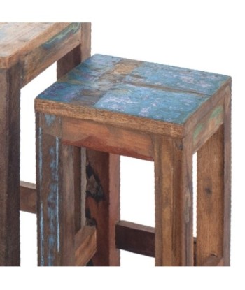 Mesa auxiliar de madera reciclada, estilo rústico, ideal para espacios pequeños