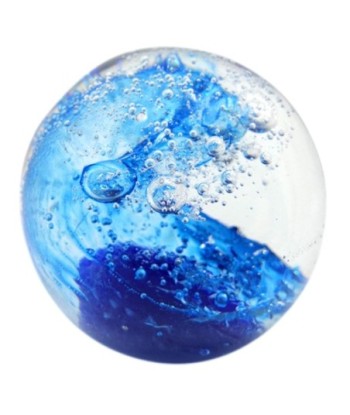 Pisapapeles de vidrio azul con burbujas decorativas - Estilo moderno