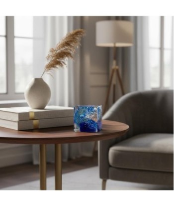 Pisapapeles de vidrio azul con burbujas decorativas - Estilo moderno