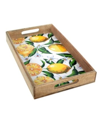 Bandeja Rectangular de Madera con Diseño de Limones - Decoración Colorida