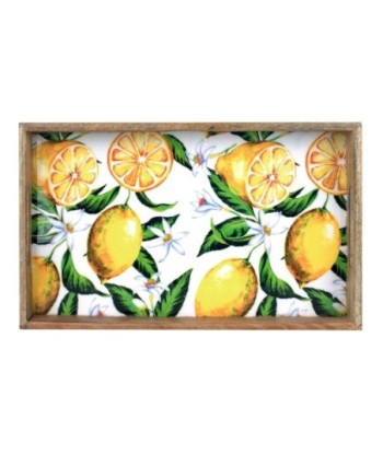 Bandeja Rectangular de Madera con Diseño de Limones - Decoración Colorida