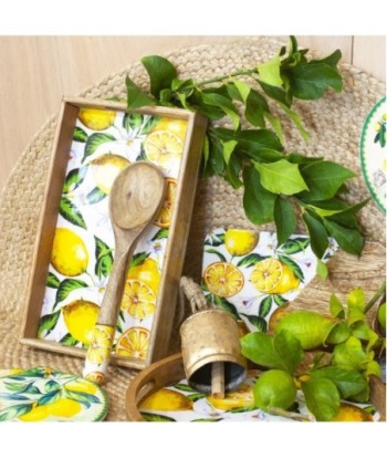 Bandeja Rectangular de Madera con Diseño de Limones - Decoración Colorida