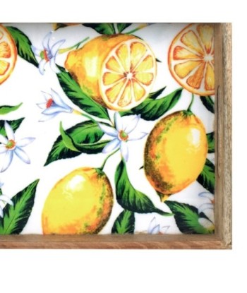 Bandeja Rectangular de Madera con Diseño de Limones - Decoración Colorida