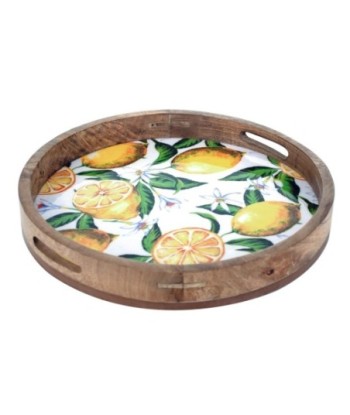 Bandeja Redonda de Madera con Limones - Decoración Casa