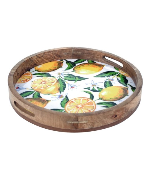 Bandeja Redonda de Madera con Limones - Decoración Casa