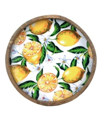 Bandeja Redonda de Madera con Limones - Decoración Casa