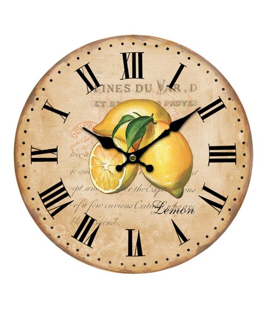 Reloj de pared de MDF con diseño de limón - Reloj retro decorativo