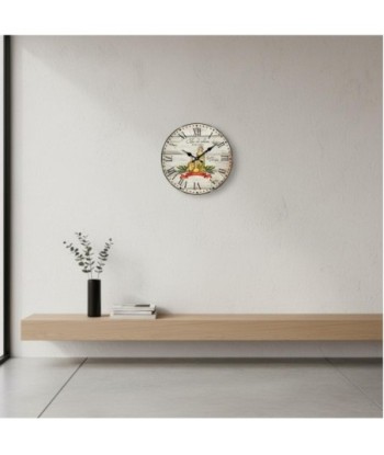 Reloj de pared MDF vintage con diseño de olivas y botellas