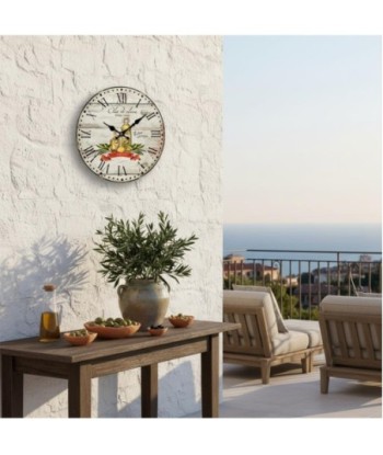 Reloj de pared MDF vintage con diseño de olivas y botellas