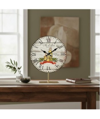 Reloj de pared MDF vintage con diseño de olivas y botellas