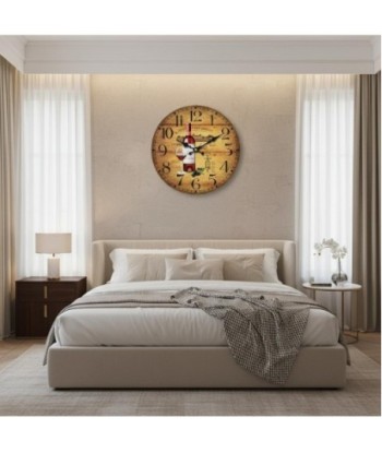 Reloj de MDF estilo vintage con motif de vino y uvas, 1 pila AA