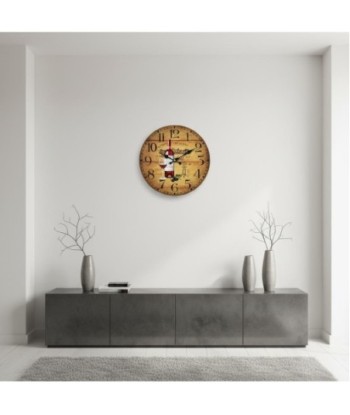 Reloj de MDF estilo vintage con motif de vino y uvas, 1 pila AA