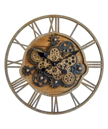 Reloj de metal y resina con engranajes en movimiento y estilo industrial